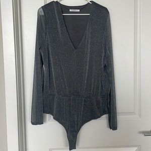 Simmer Glitter Gray Bodysuit